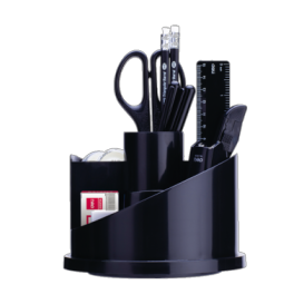 Deli E38251A Rotary Desk Organizer - Black (pc)