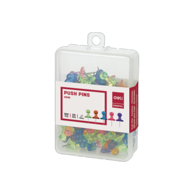 Deli E0030 Transparent Push Pins 23mm (pkt/100pc)
