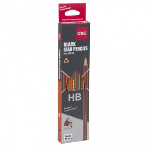 Deli E37014 Black Lead Pencils with Eraser (pkt/12pc)