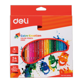 Deli EC00220 24 Colored Pencils - Flat Pack (pkt/24pcs)