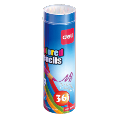 Deli E37122 24-Colored Pencils in Metal Tube - Assorted (pkt/24pcs)