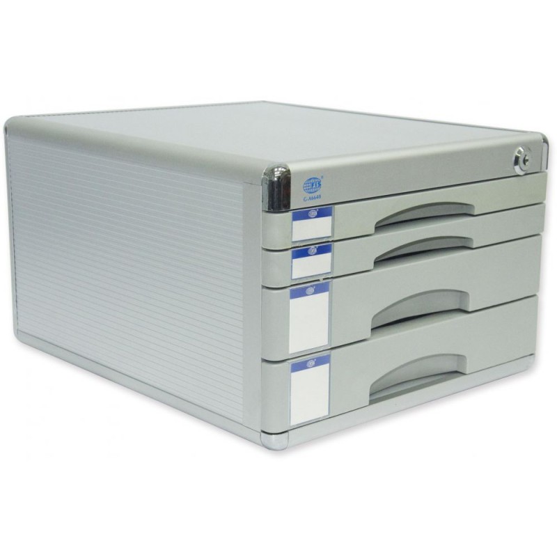 FIS Aluminium File Cabinet With key, 4 Drawers, 300 x 360 x 205 mm - FSOTW-A6648