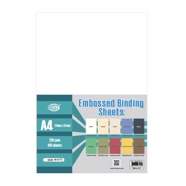 FIS FSBDE230A4WH Embossed Binding Sheet A4 230g - White (pkt/100pc)