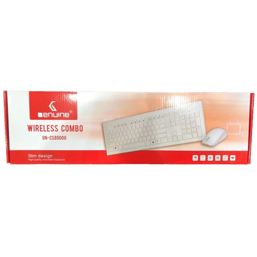 Genuine CS8500G Wireless Keyboard and Mouse Combo Slim - White