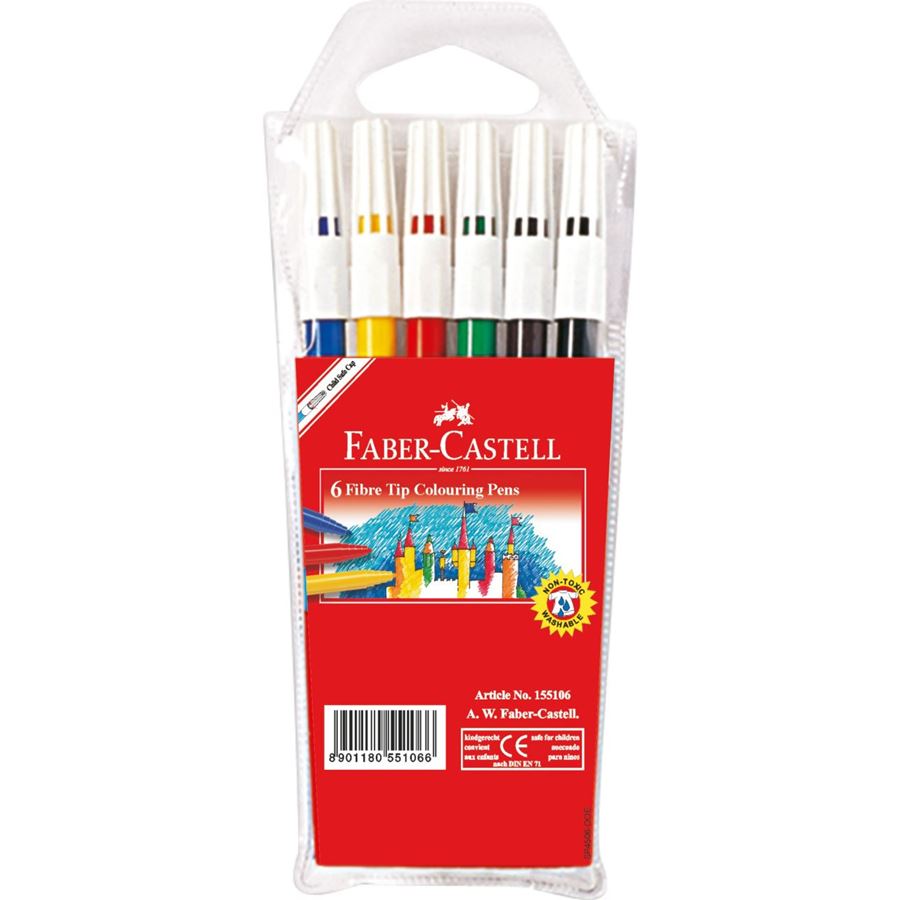 Faber Castell 155106 Fibre-tip pen 45F Wallet of 6 (pkt/6pcs)