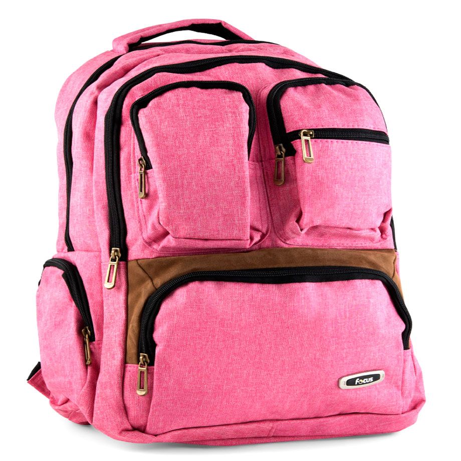 Buy Focus Travel & School Backpack Bag Multipocket with Velvet Fabric