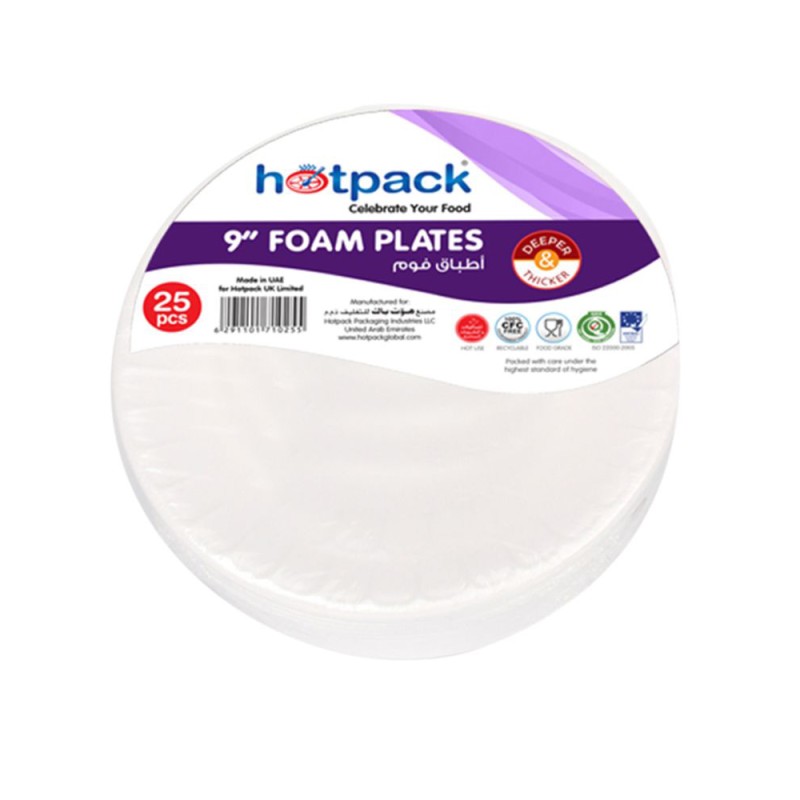 Hotpack Foam Plate - 9 in (pkt/25pc)