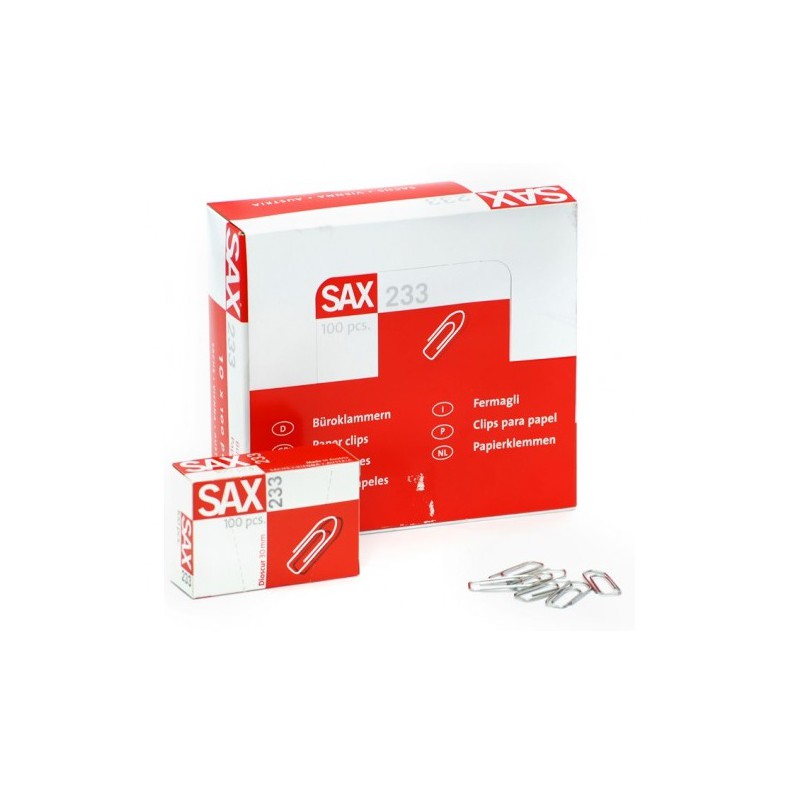 Sax 233 Paper Clips - 30mm (box/10pkt)