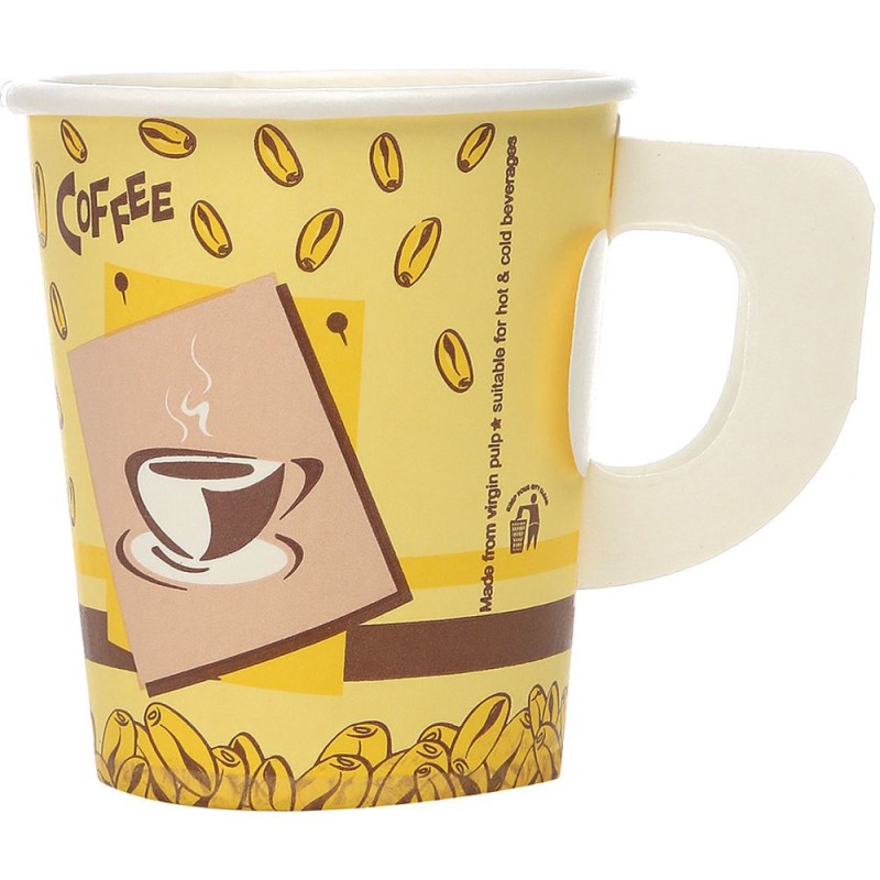 Hotpack Paper Cups with Handle 7oz - 210ml (pkt/50pcs)