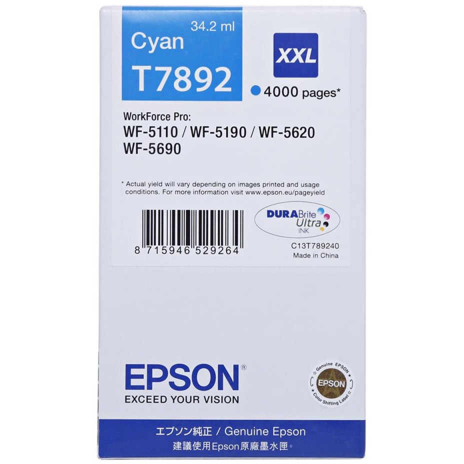 Epson T7892 Ink Cartridge (C13T789240) - Cyan