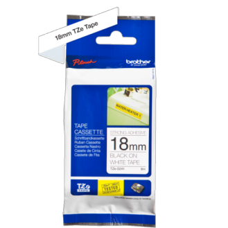 Brother TZe-S241 Labelling Tape Cassette 18mm Strong Adhesive - Black on White (pc)