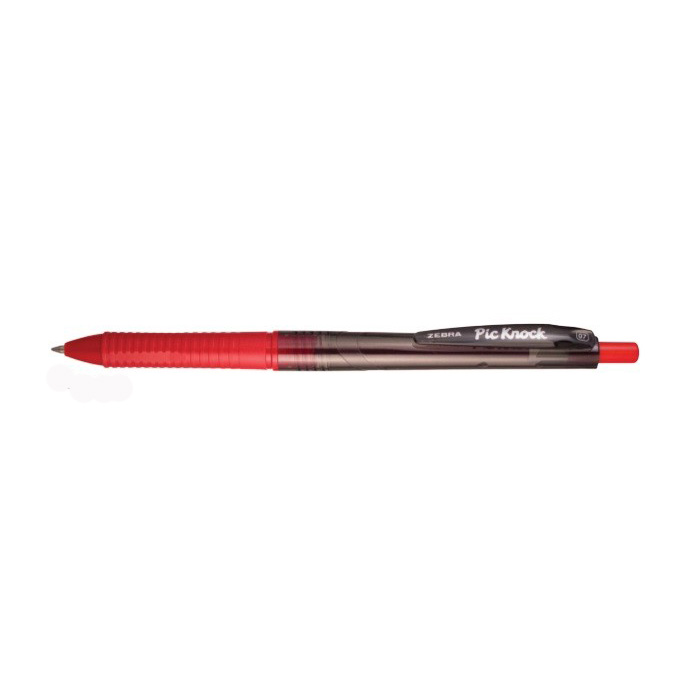 Zebra Pic Knock Retractable Ball Pen 0.7mm - Red (pkt/12pcs)