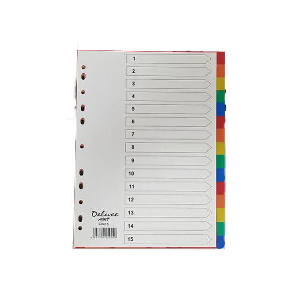 Deluxe 49415 15-Tab Color PVC Divider without Number (pkt)