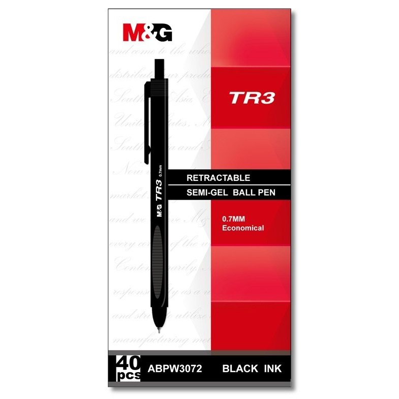Buy M&G TR3 SemiGel Clicker Ball Pen 0.7mm Black (pkt/40pcs) Online AED27 from Bayzon