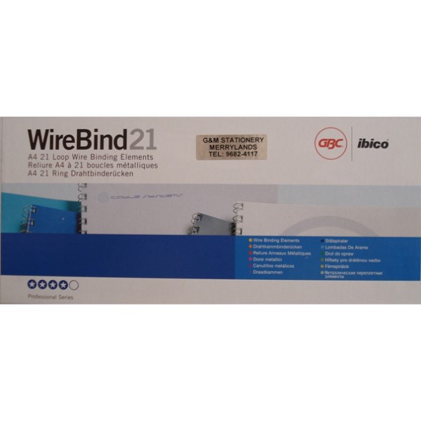 GBC IB165122 Binding Wire 2:1 21-Holes A4 8mm - Black (box/100pcs)