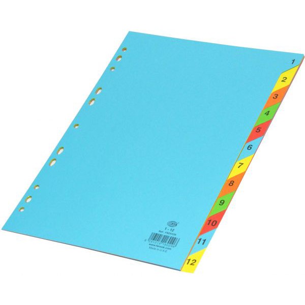 FIS 1-12 Color Divider 160gsm A4 - FSDV339 (pkt)