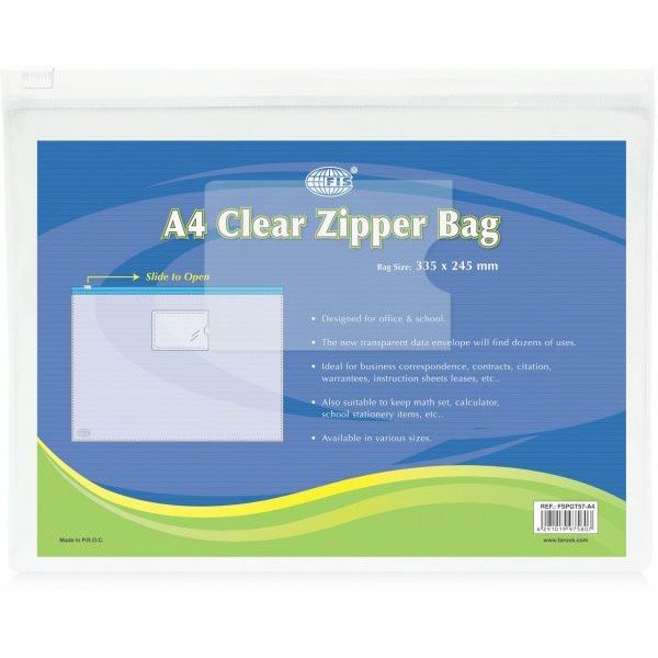 FIS Zipper Bags A4 FSPGT57 - Clear (pc)