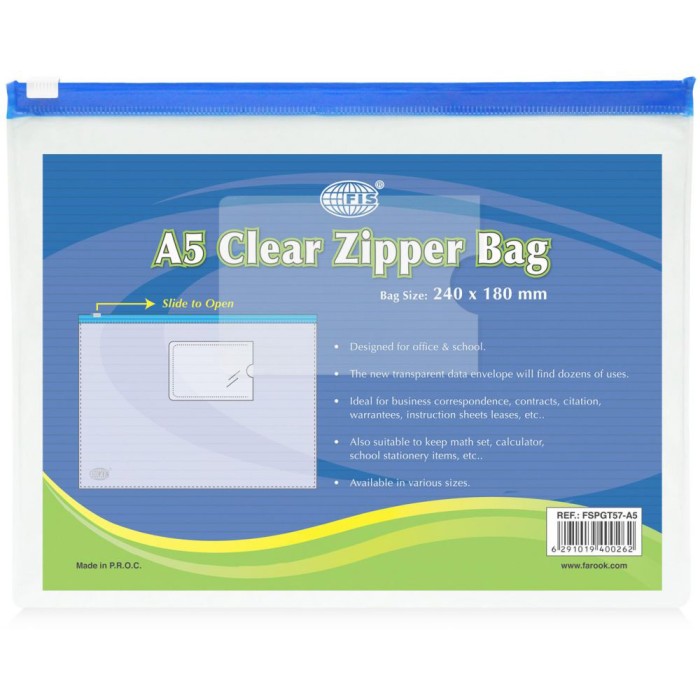 FIS Zipper Bags A5 FSPGT57 - Clear (pc)