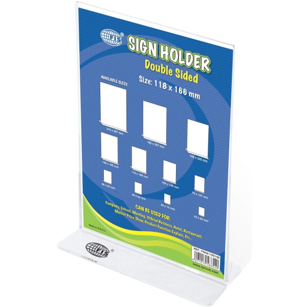 FIS Sign Holders Vertical Double Sided Upright 118 x 166mm FSNA118X166 - Clear (pc)