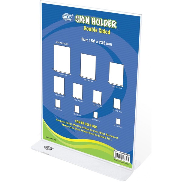 FIS Sign Holders Vertical Double Sided Upright 158 x 225mm FSNA158X225 - Clear (pc)