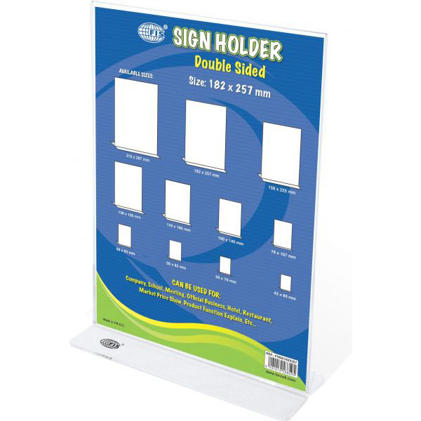 FIS Sign Holders Vertical Double Sided Upright 182 x 257mm FSNA182X257 - Clear (pc)