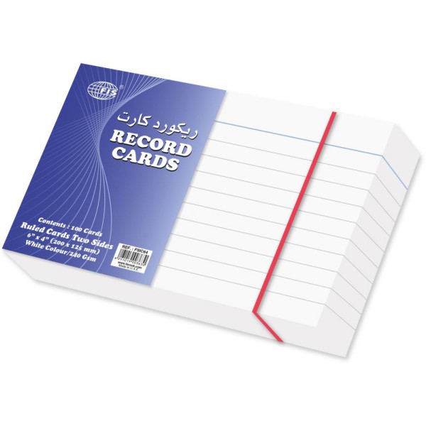 FIS Index Ruled Record Card 240gsm 6 x 4in FSIC64 - White (pkt/100pcs)