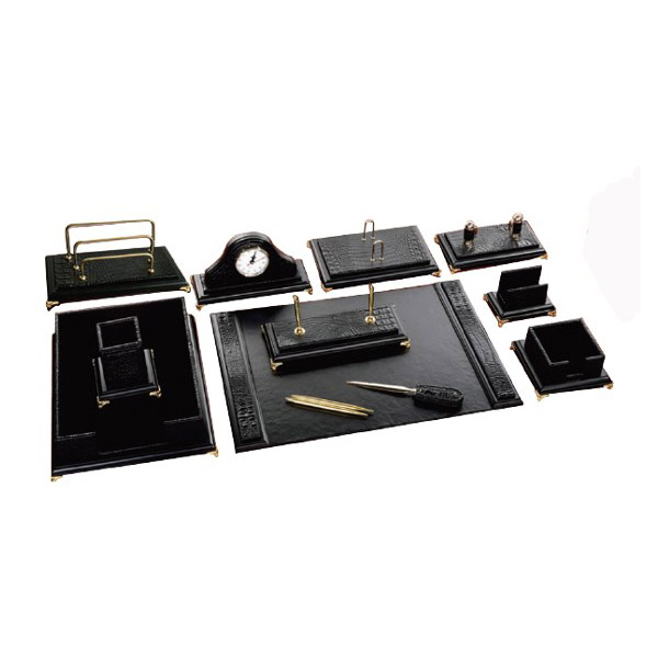 FIS Exexutive Italian PU Desk Set FSDSW658 - Black (pkt/11pcs)