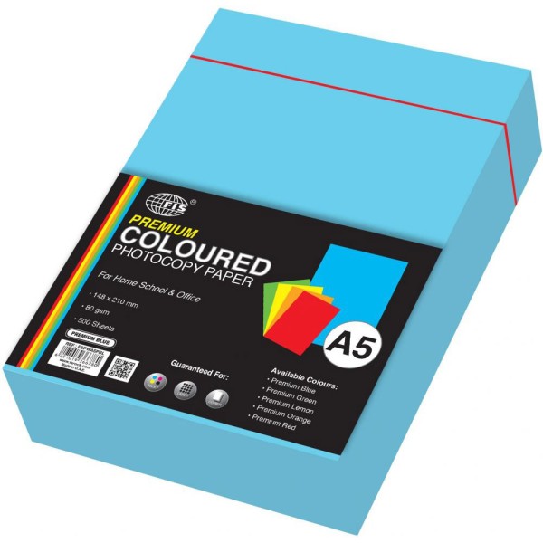 Buy FIS Premium Colour Photocopy Paper 80 gsm A5 FSPWA5PBL Premium