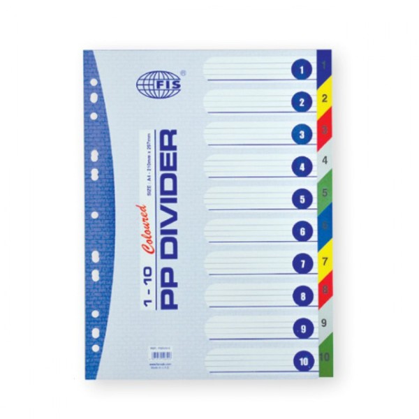 FIS Divider 1-10 Color PVC A4 - FSDV315 (box/25pkt)
