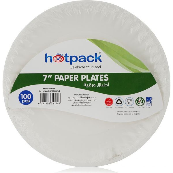 Hotpack Paper Plate - 7in (pkt/100pcs)