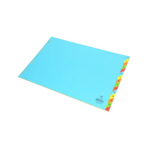 FIS 1 - 15 Color Card Divider 160gsm A3 - FSDVA3115 (pkt)