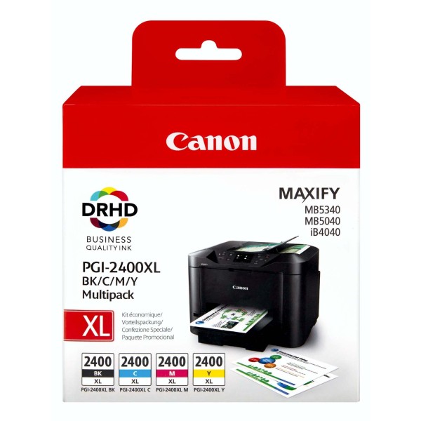 Canon PGI-2400XL Multi-pack Ink Cartridge - Black/Cyan/Magenta/Yellow
