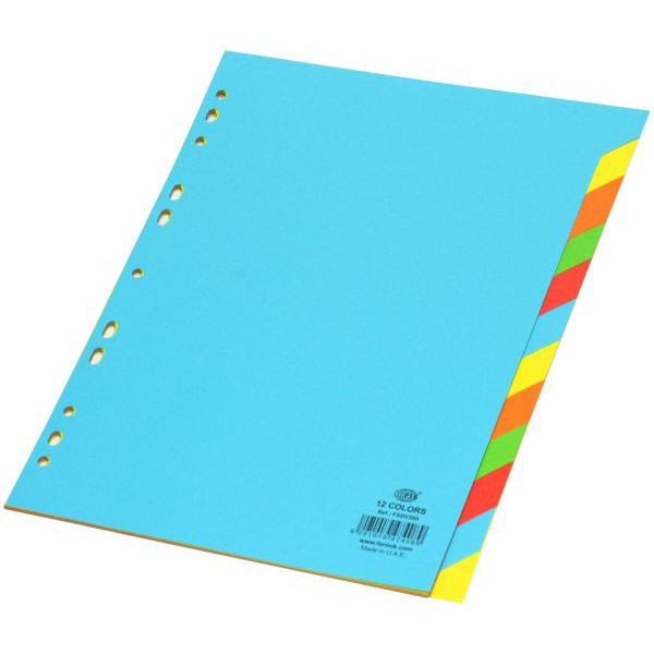 FIS 12-tab Color Paper Divider 160gsm without Number A4 - FSDV360 (pkt)