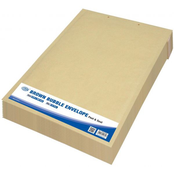 FIS Peel and Seal Bubble Envelopes 270 x 360mm FSAE270360 - Brown (pkt/12pcs)
