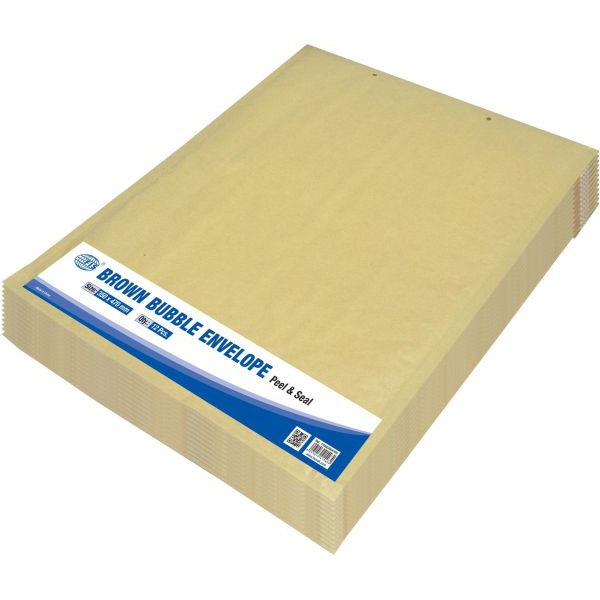 FIS Peel and Seal Bubble Envelopes 350 x 470mm FSAE350470N - Brown (pkt/12pcs)