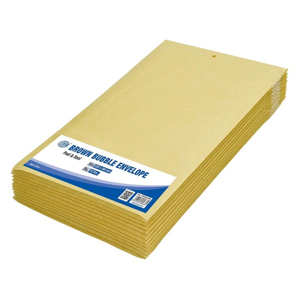 FIS Peel and Seal Bubble Envelopes 220 x 340mm FSAE220340N - Brown (pkt/12pcs)
