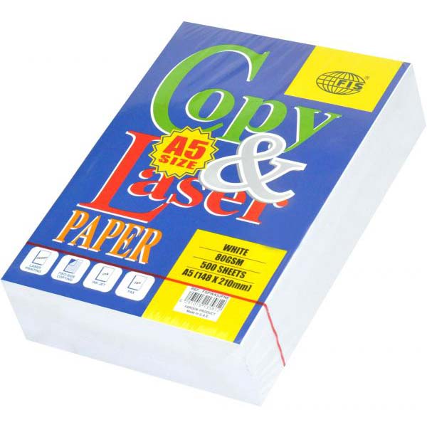 FIS Copy & Laser Photocopy Paper 80gsm A5 FSPWA5JFNE - White (ream/500s)