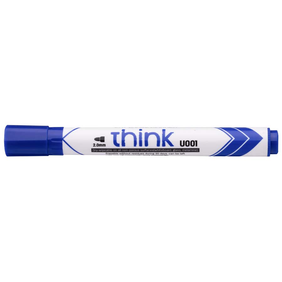 Deli U00130 Dry Erase Bullet Tip Marker 2.0mm - Blue (pkt/12pcs)