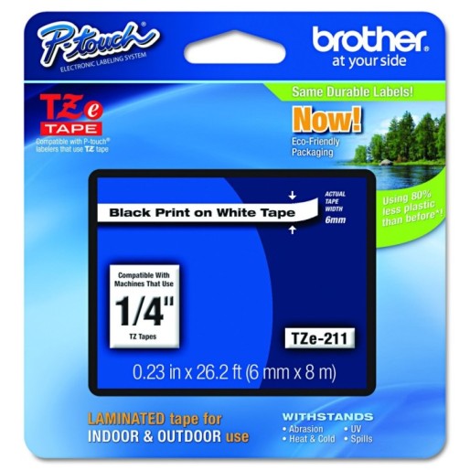 Brother TZe-211 Labelling Tape Casette 6mm - Black on White (pc)