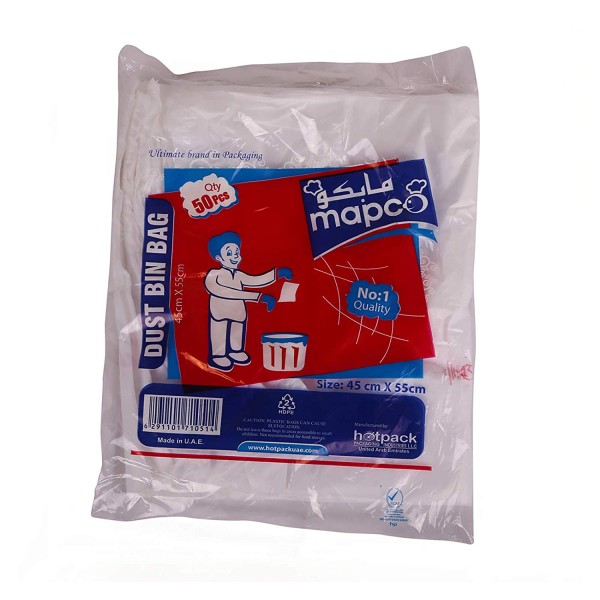 Mapco Trash Bag White - 45 x 55cm (pkt/50pc)