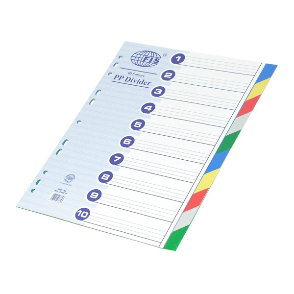 FIS Dividers 10-Colors PVC A4 - FSDV10 (box/25pkt)