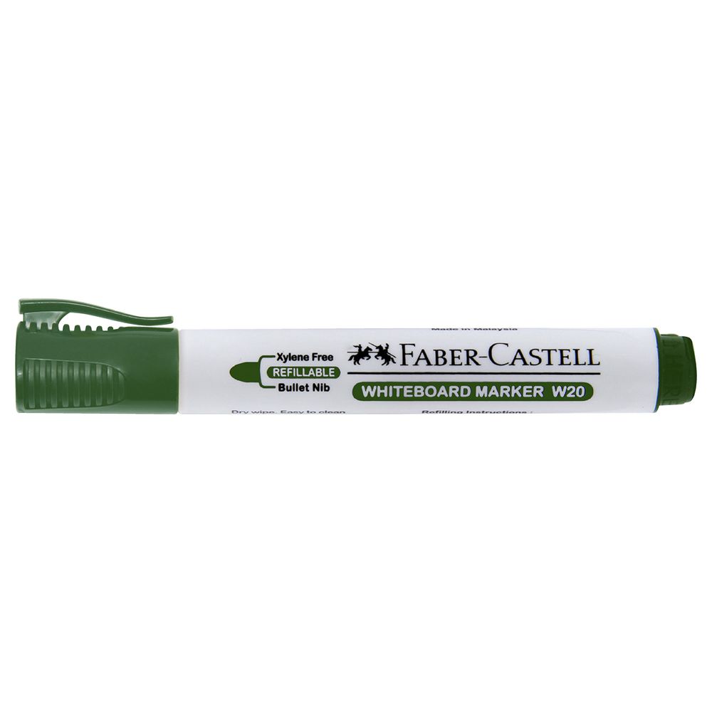 Faber Castell W20 Whiteboard Marker Bullet Tip - Green (pkt/10pcs)