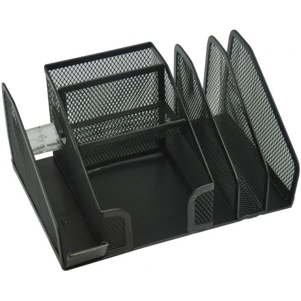 FIS FSORB82401 Metal Mesh Desk Organizer - Black (pc)