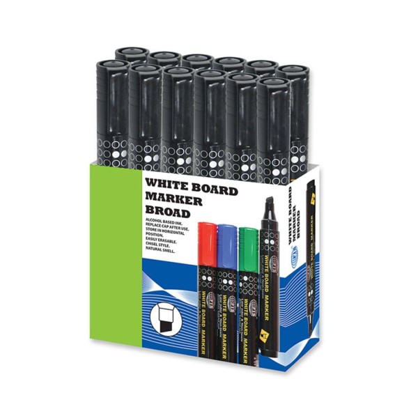 Buy FIS FSMKWB04BK Whiteboard Marker Broad/Chisel Tip Black (pkt