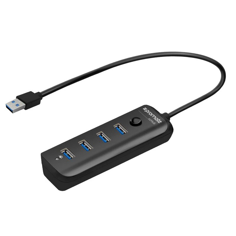Promate EZ Hub Ultra-Fast Portable USB 3.0 Hub with 4 Charge and Data Port - Black (pc)