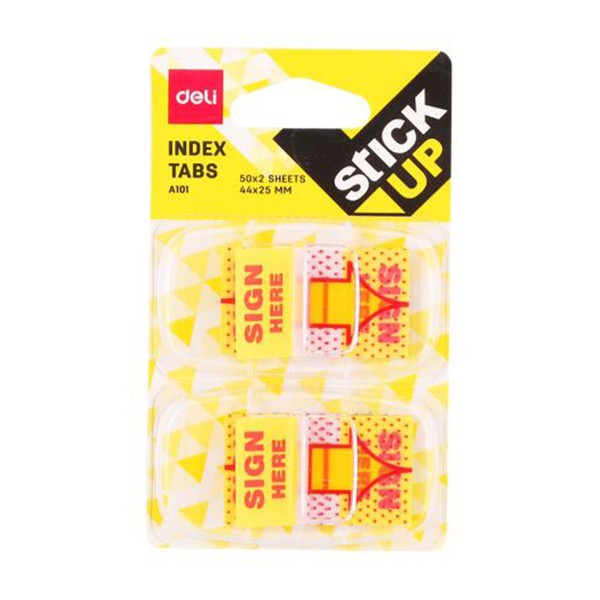 Deli EA10101 Signature Index Tabs 44 x 25mm - Yellow/White (pc)