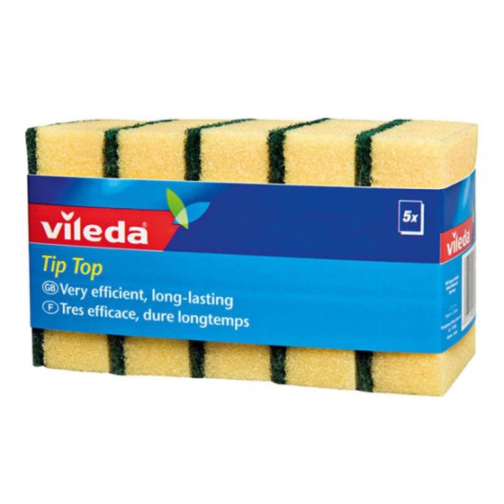 Vileda Tip Top Med Foam Dish Washing Scourer VLSC129610 (pkt/9pcs)