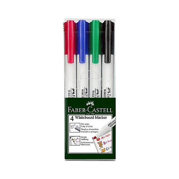 Faber Castell 156072 Slim Whiteboard Marker - Assorted (pkt/4pcs)