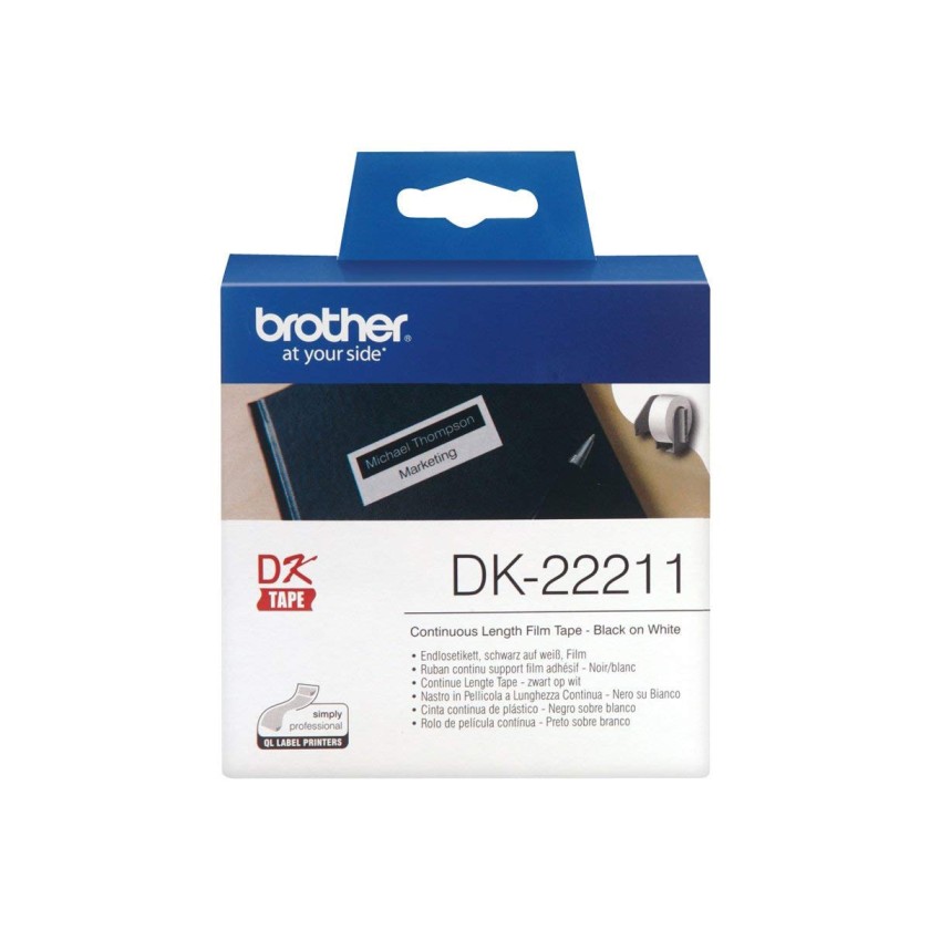 Brother DK-22211 Continuous Film Label Roll 29mm - Black on White (pc)