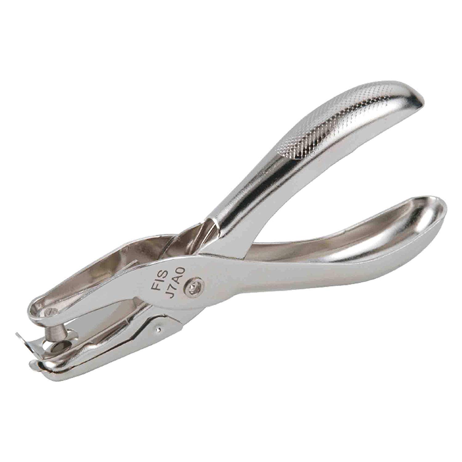 FIS FSPUJ7A0 8-sheets Capacity Plier 1-Hole Punch - Silver (pc)